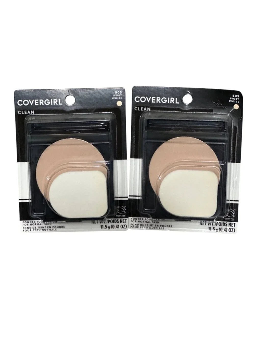 Covergirl Clean Powder Foundation Normal Skin Ivory 505 11.5g 2-Pack
